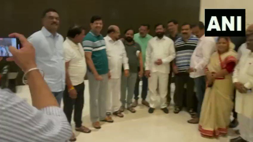 #WATCH | Assam: Shiv Sena leader Eknath Shinde along with other MLAs at Radisson…