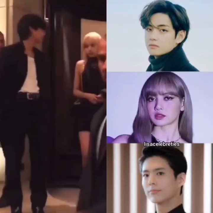 V, from left, Lisa, and Park Bo-gum greet crowds before the Celine