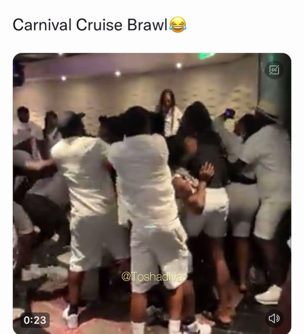UPDATE: A brawl on a Carnival Cruise was allegedly sparked by a threesome between passengers. 😂  #carnivalcruise<a href="/tag/fights"class="tags"><span>#fights</span></a><a href="/tag/carnivalcruise"class="tags"><span>#carnivalcruise</span></a><a href="/tag/brawl"class="tags"><span>#brawl</span></a><a href="/tag/cruisebrawl"class="tags"><span>#cruisebrawl</span></a>