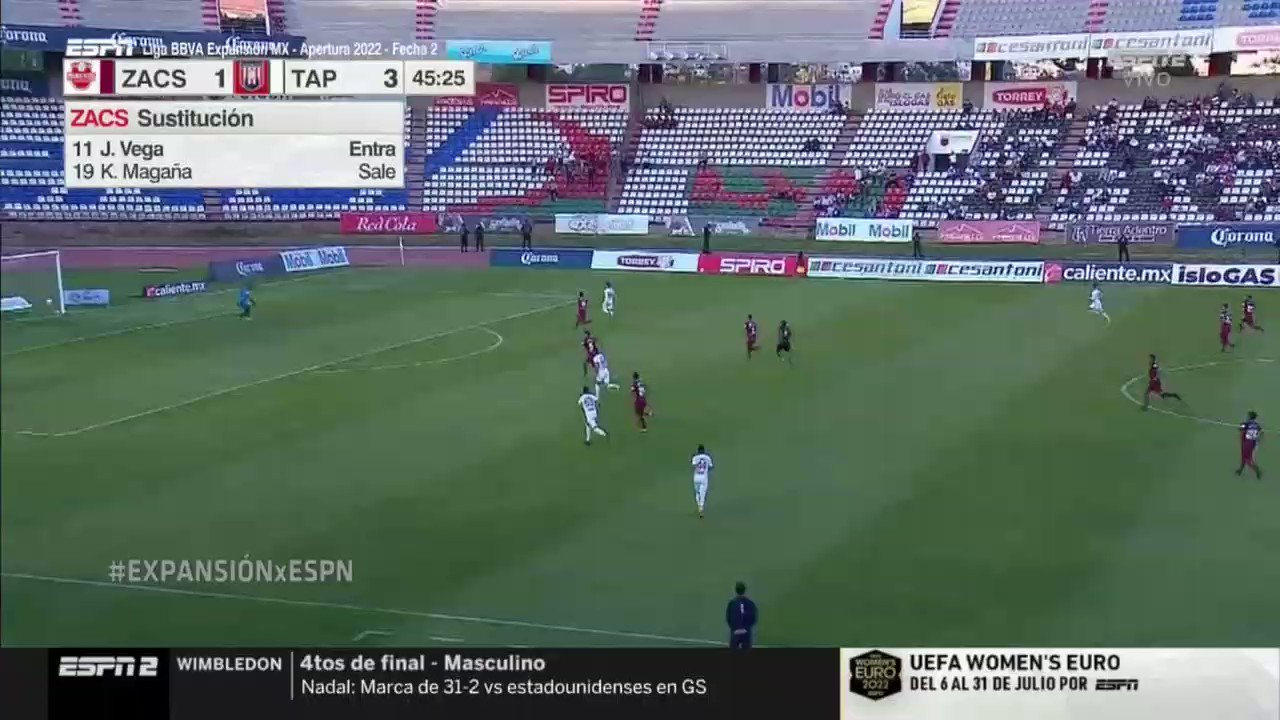 ¡G⚽⚽⚽⚽L de @TapatioCD!⚽🔥
 
¡EL PRIMER TRIPLETE DEL TORNEO!
 
Sebastián Pérez Bouquet entra con balón controlado al área y saca este disparo que pone el 1-4 en Zacatecas.
 
#Jornada2
#LigaBBVAExpansiónMX ⚽ #Apertura2022”