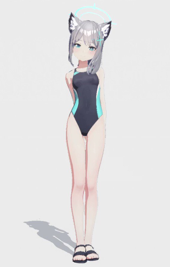 株式会社なのです - 「【ブルアカ】海の日 イズナ(CV:阿澄佳奈)　シロコ(CV:小倉唯)　ヒフミ(CV:本渡楓)」にて紹介されたシロコの水着の3Dモデルを制...