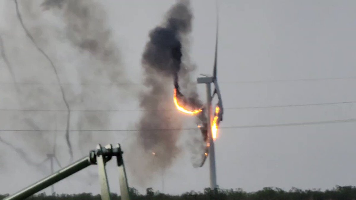 Wind Turbine Catches Fire in Texas