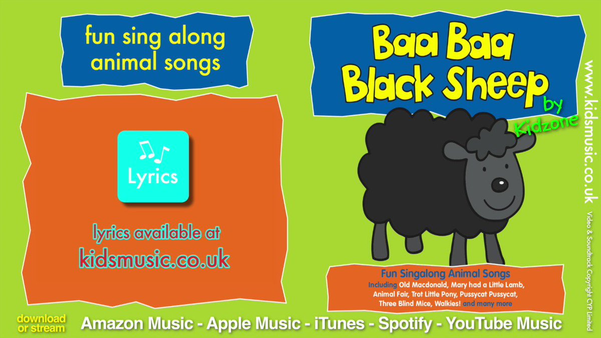 Kidsmusic в Twitter: „Join in and sing along with Baa Baa Black Sheep and  his animal friends! Lyrics available via the link below…  /PajIirIIGQ #nurseryrhymes /LQ21JTZFCS“ / Twitter