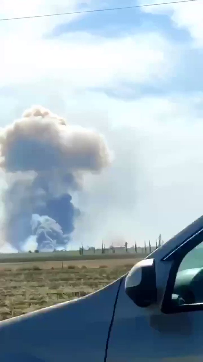 Big column of smoke over Novofedorivka airfield in western Crimea
