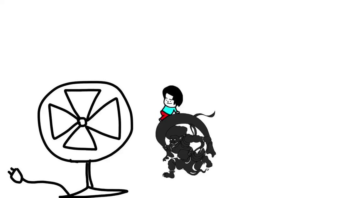 まき子の風神さんと扇風機で遊ぶ編 はは〜ん。扇風機の風を利用してなんか遊んでるポイな？ふんふん、雷神どこや？