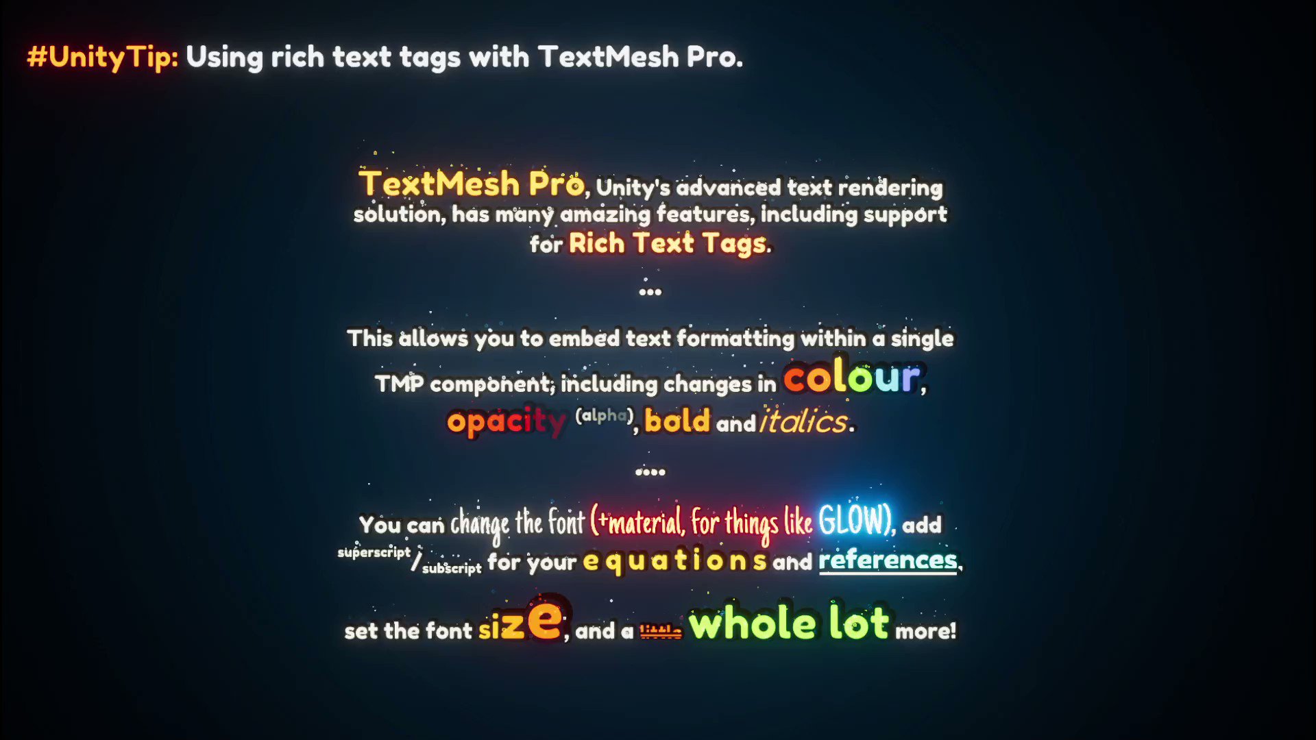 Mirza beig on twitter unitytips 100 unity3d rich text via tmpro