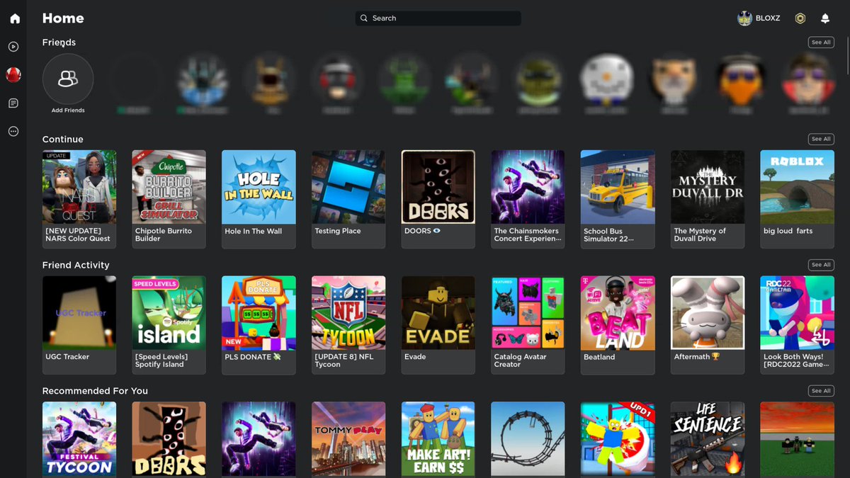 Bloxy News on X: A new #Roblox Home page experience has just been rolled  out to mobile devices! 📱 This new layout features bigger tiles that show  what games your friends are