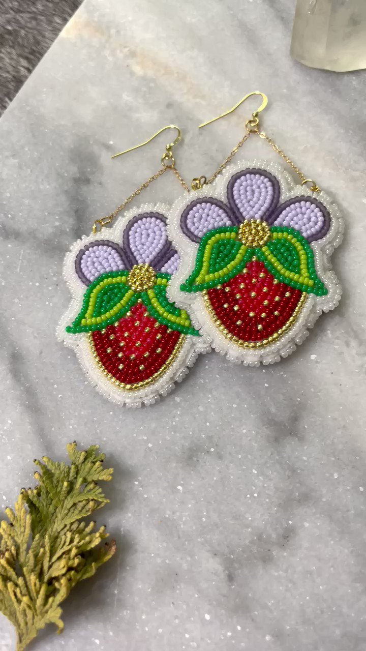 Beaded hotsell strawberry earrings