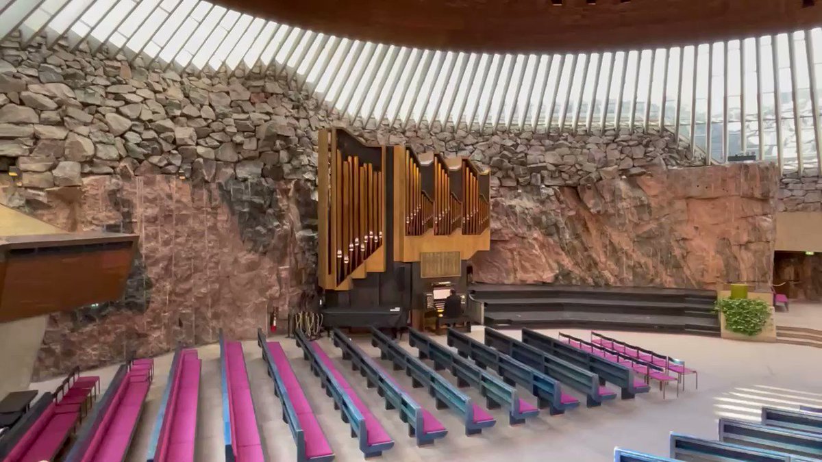 Temppeliaukio Church, Helsinki. Half place of worship, half Bond film location. Restful and soothing place to sit down for a while. https://t.co/XAN3Wlgbur