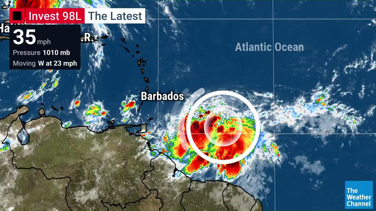 Jacqui Jeras on Twitter "INVEST 98L is the one to watch. It is forecast to move into the