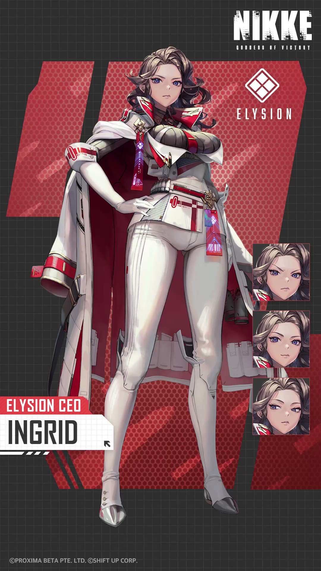GODDESS OF VICTORY: NIKKE on Twitter: "【CEO: Ingrid】 CEO of ELYSION. The  embodiment of a soldier in every sense, the way she speaks, how she carries  herself and even her outfits. She
