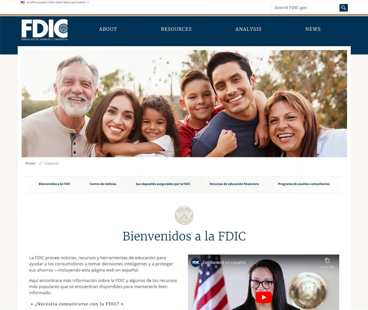 FDIC on Twitter "¡Nuestra página web en español se enfoca en el