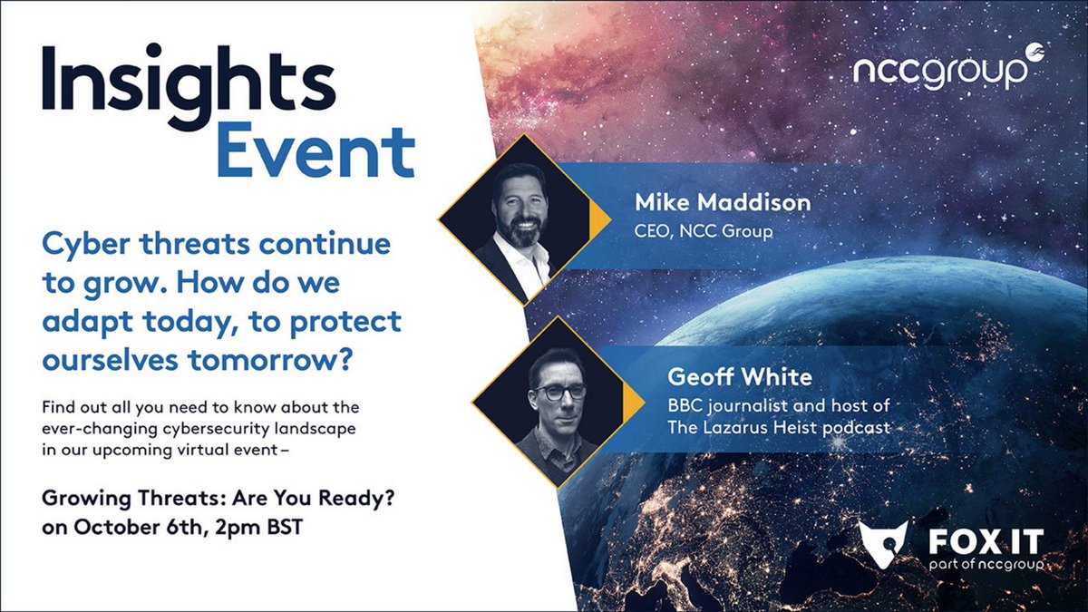 Growing Threats: Are you ready? Free virtual event on 6 October. Choose from our business or technical stream. Which will you choose? Sign up here today.
https://t.co/huHJYV8jZW https://t.co/e8KoPZEUiz
