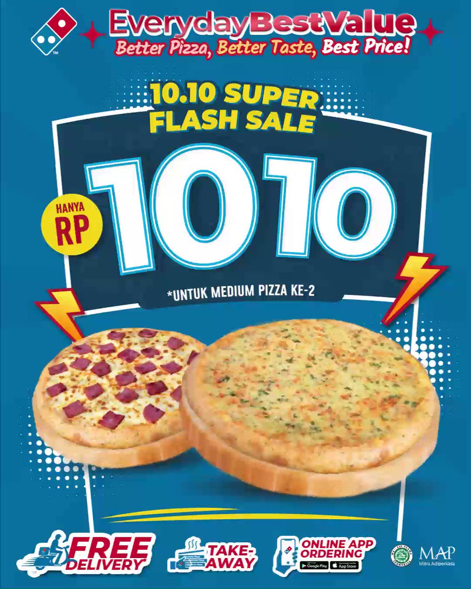 Domino's Pizza ID on Twitter "TODAY!! 10.10 TREAT dominos_id Medium Pizza ke 2 HANYA Rp.1010