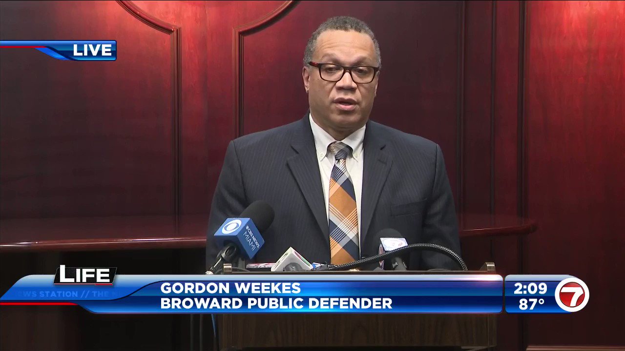 WSVN 7 News on Twitter: "@fred_guttenberg Broward Public Defender Gordon Weekes detailed what will happen to Nikolas Cruz once Circuit Judge Elizabeth Scherer formally issues the life sentences on November 1. https://t.co/qobbwlrmc7