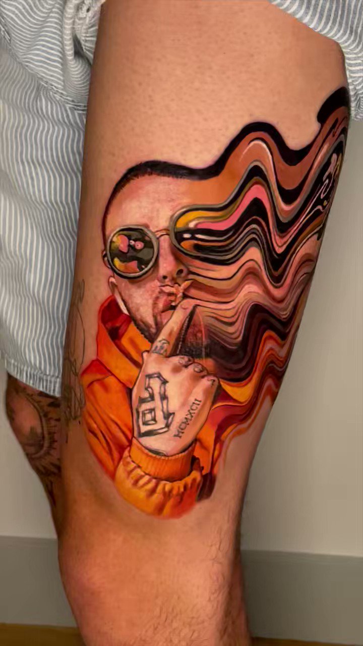 First Mac tribute tattoo session done Faces  rMacMiller