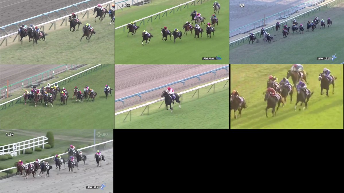 左上から
2017日経新春杯(ミッキーロケット)
2020天皇賞春(フィエールマン)
2021ファイナルS(ローレルアイリス)
2016桜花賞(ジュエラー)
2012秋華賞(ジェンティルドンナ)
2003エリザベス女王杯(アドマイヤグルーヴ)
20221022 阪神8R(ケイアイシェルビー) 