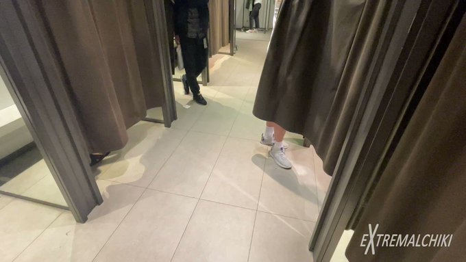 Twinks cumshot into the fitting room many people outside #gay #outdoor #public #twink #naked #blowjob