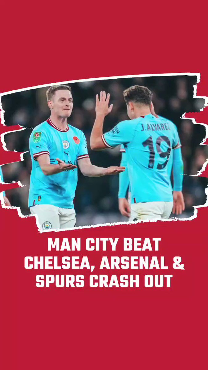 Man City Beat Chelsea, Arsenal & Spurs Crash Out 

#CarabaoCup #ManchesterCity #Arsenal #Chelsea #TottenhamHotspur https://t.co/qBp0K5bNHj