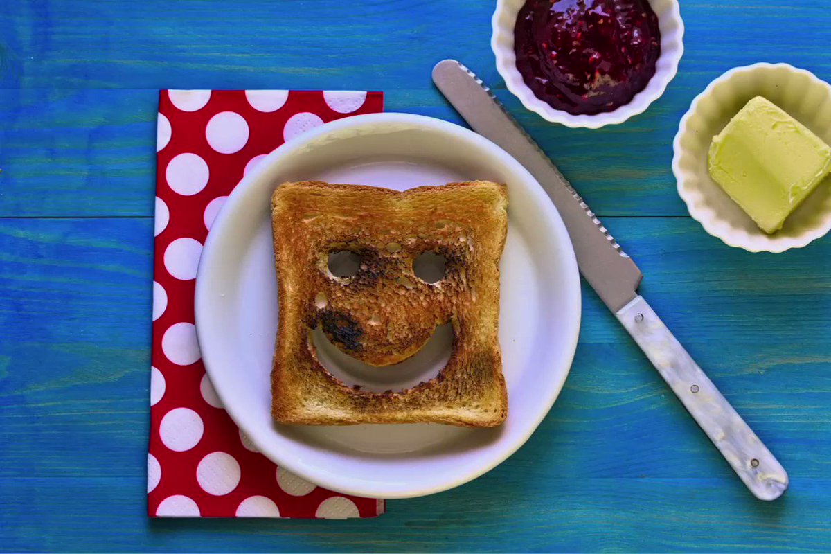 He toast for breakfast