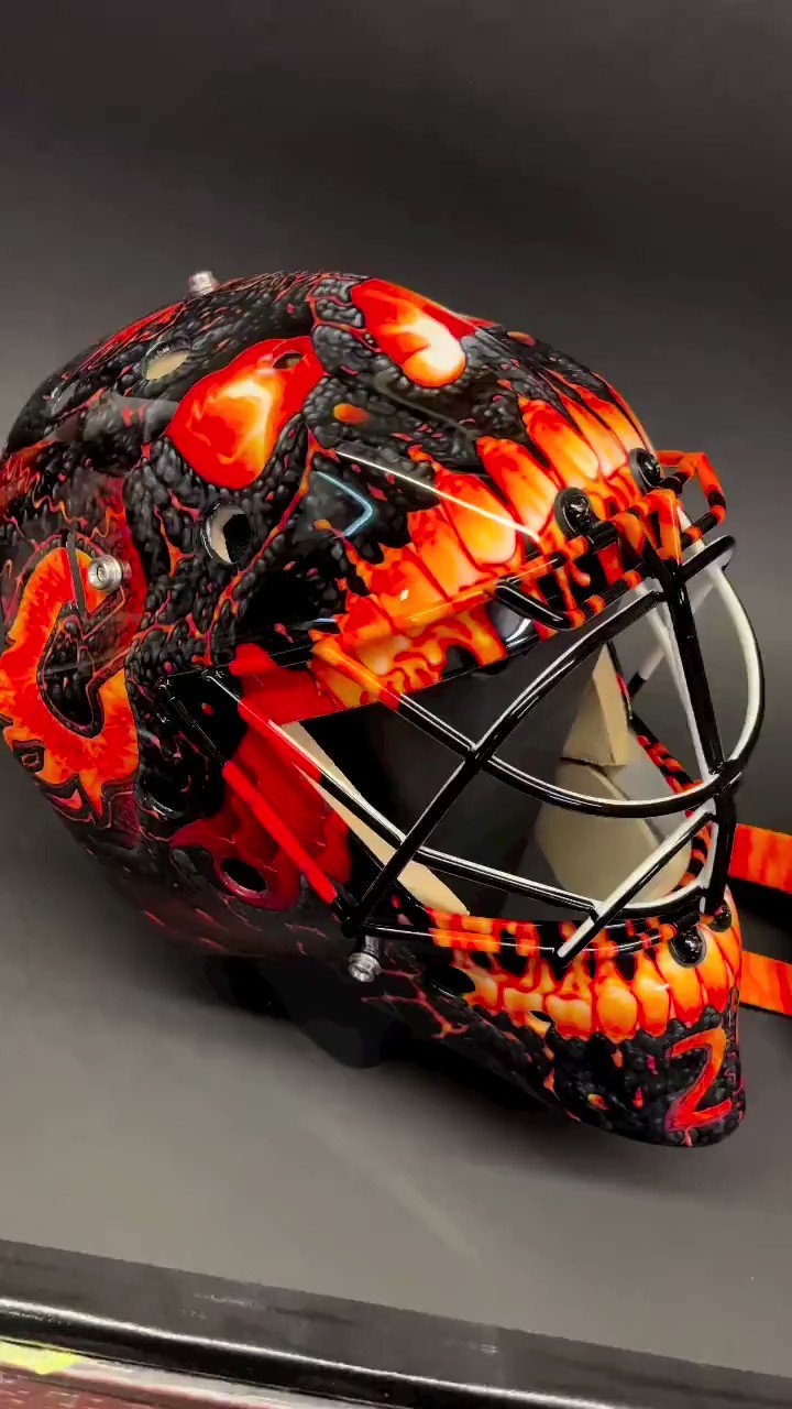 Markstrom's new mask features flaming skull