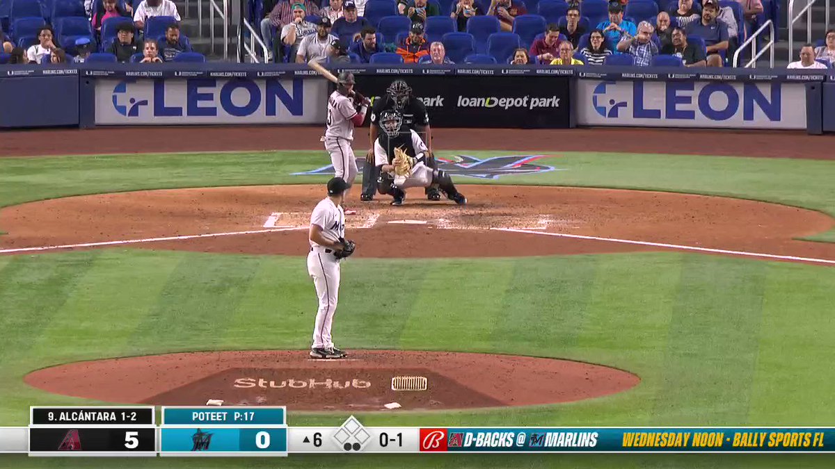 Sergio Alcantara lines out sharply to right fielder Avisail Garcia.

Catch probability: 7%
Est. Distance Covered: 72.2 ft 
Ball hang time: 2.3 secs 
Exit Velo: 104.1 mph
Launch Angle: 14 deg
Hit Distance: 294 ft
 #MakeItMiami https://t.co/i6fQt9diqW