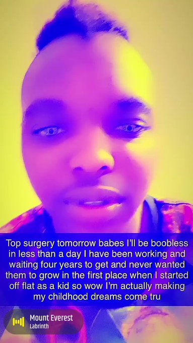 Top surgery starts at 5 am can’t sleep >~< #topsurgery #transmodel #gay #black #ftm #transgender #trans