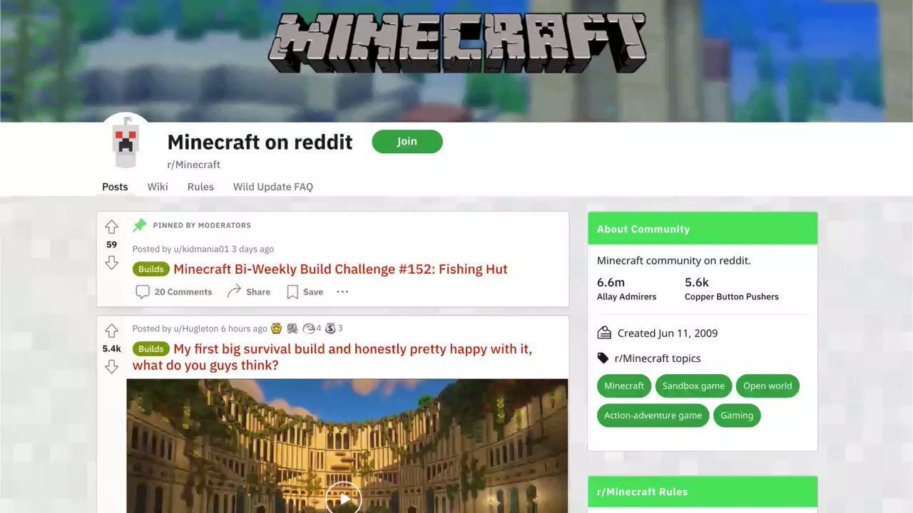 Minecraft reddit community