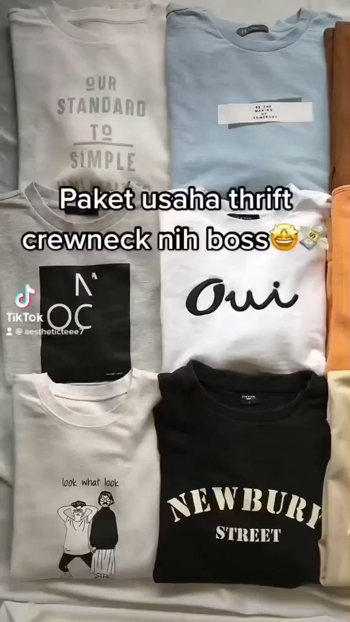 Paket usaha thrift crewneck sales
