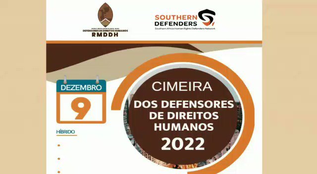 Alluding to the International Day of Human Rights Defenders:

HUMAN RIGHTS DEFENDERS SUMMIT 2022

Date and Time: Friday, 09 December 2022, 09:00 - 15:00 CAT

Maputo, Mozambique

Access Details: 
https://t.co/x6tK7Wt8EX
Webinar ID: 810 8275 3761

@SAHRDNetwork 
@adriano_nuvunga https://t.co/hPIGmSNNk3