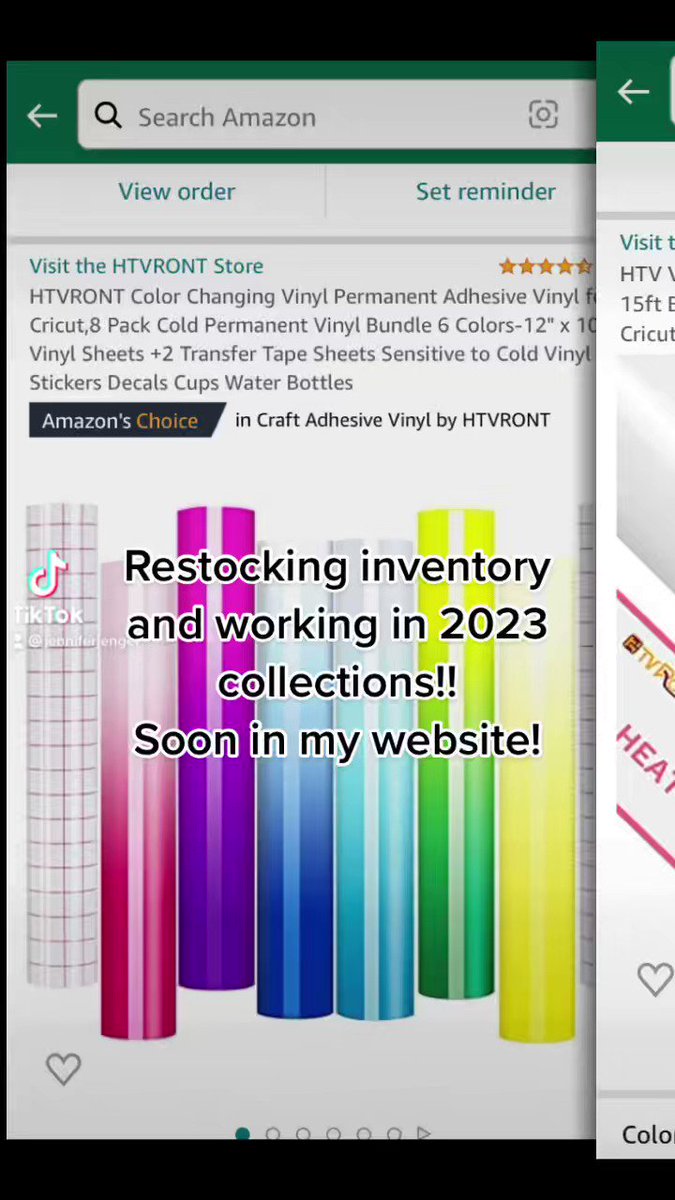 HTVRONT 6 Pack Sensitive to Cold Color Changing Permanent Adhesive Vinyl  12 x 10 + 2 Transfer Tape Sheets Bundle