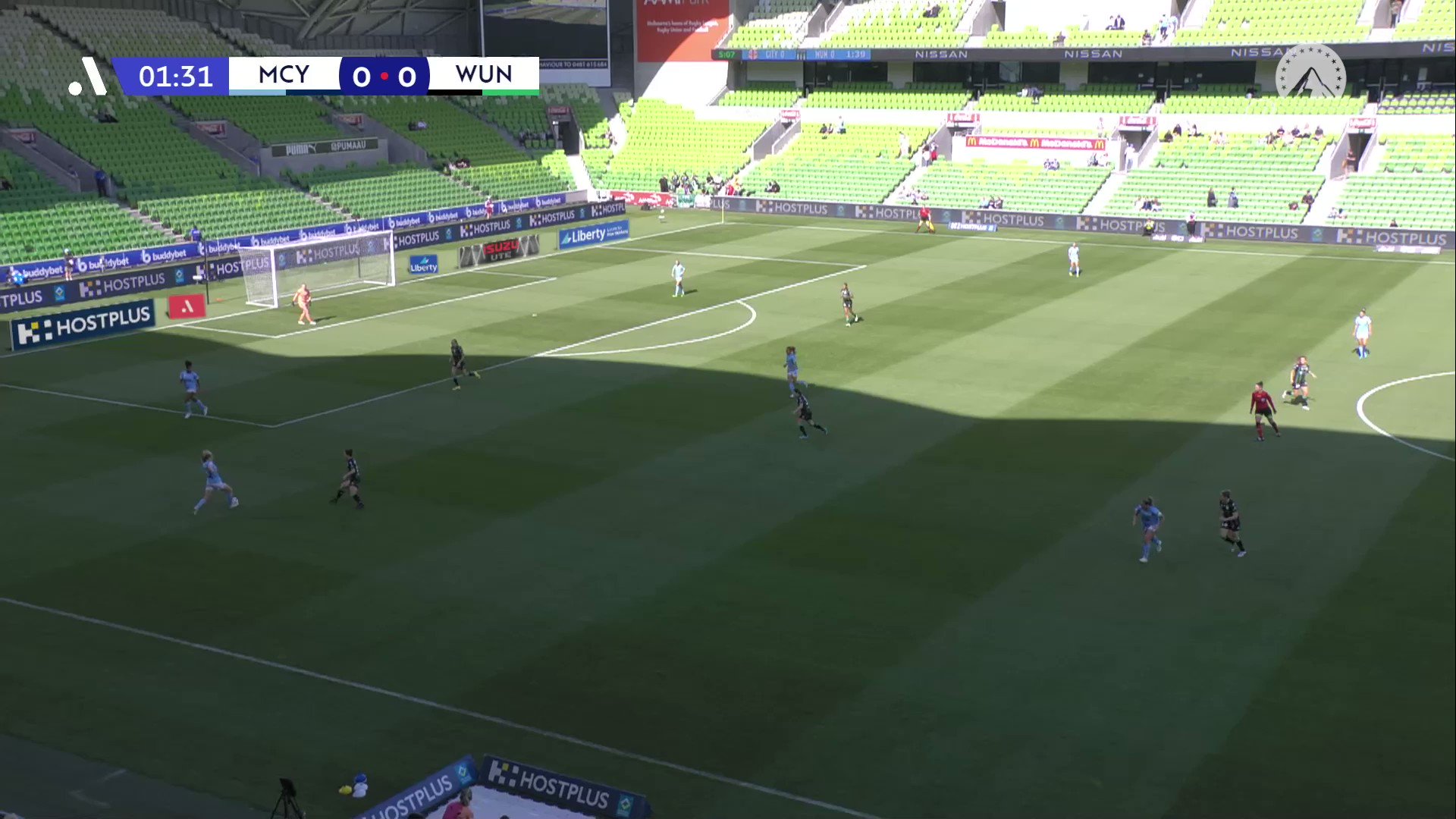 .@wufcofficial score first against @MelbourneCity & it's Adriana Taranto from distance! 

Catch all the action LIVE on #DubZone 📺

#WeAreALeagues @LibFinancial”