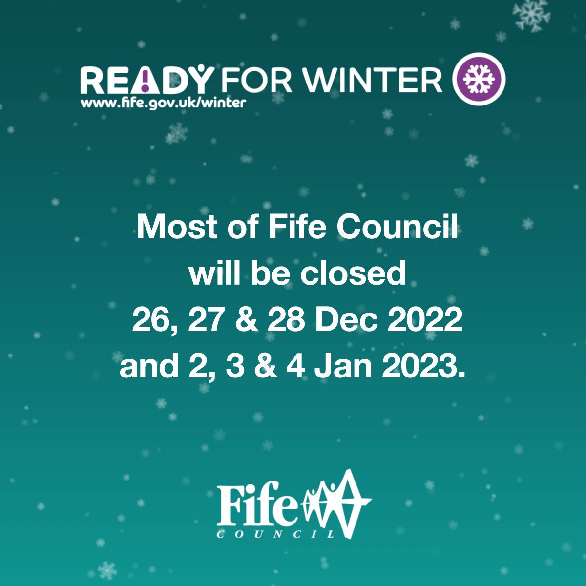 Fife Council on Twitter "During the holidays most of Fife Council will