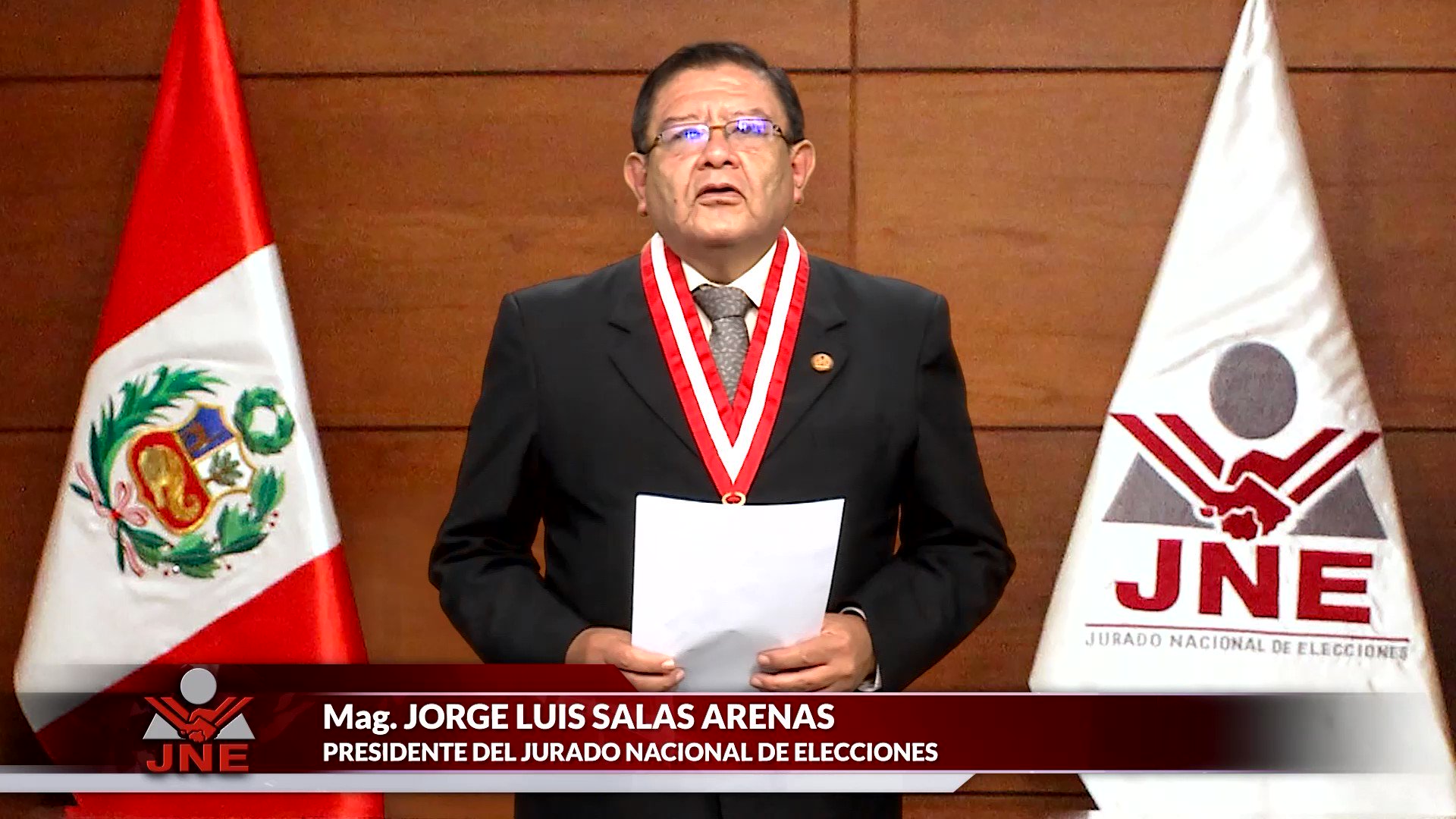 JNE Perú on Twitter: "#LoÚltimo | El Presidente del JNE, Jorge Luis Salas  Arenas, se pronuncia sobre el adelanto de elecciones que se verá hoy en el  Congreso de la República, en