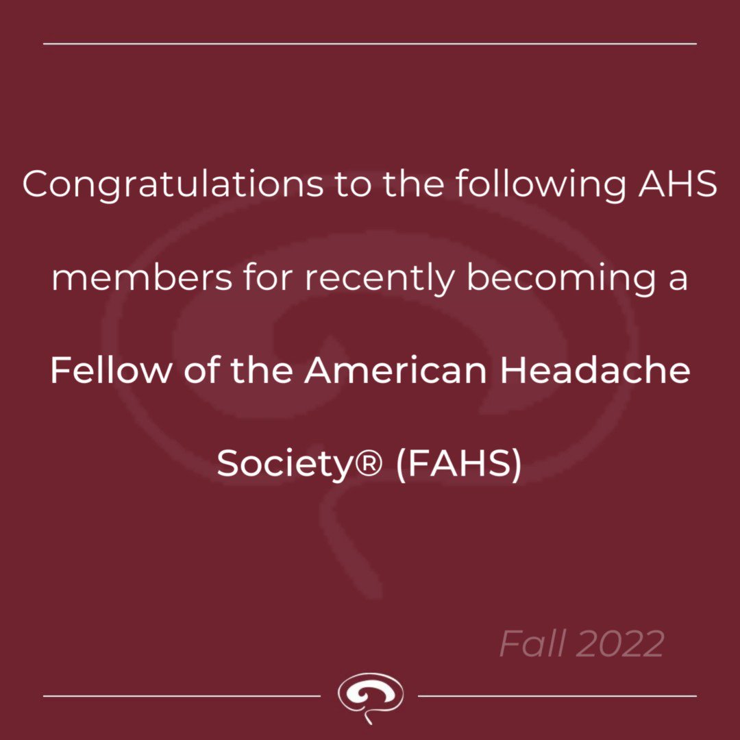 American Headache Society on Twitter "Congratulations to AHS members