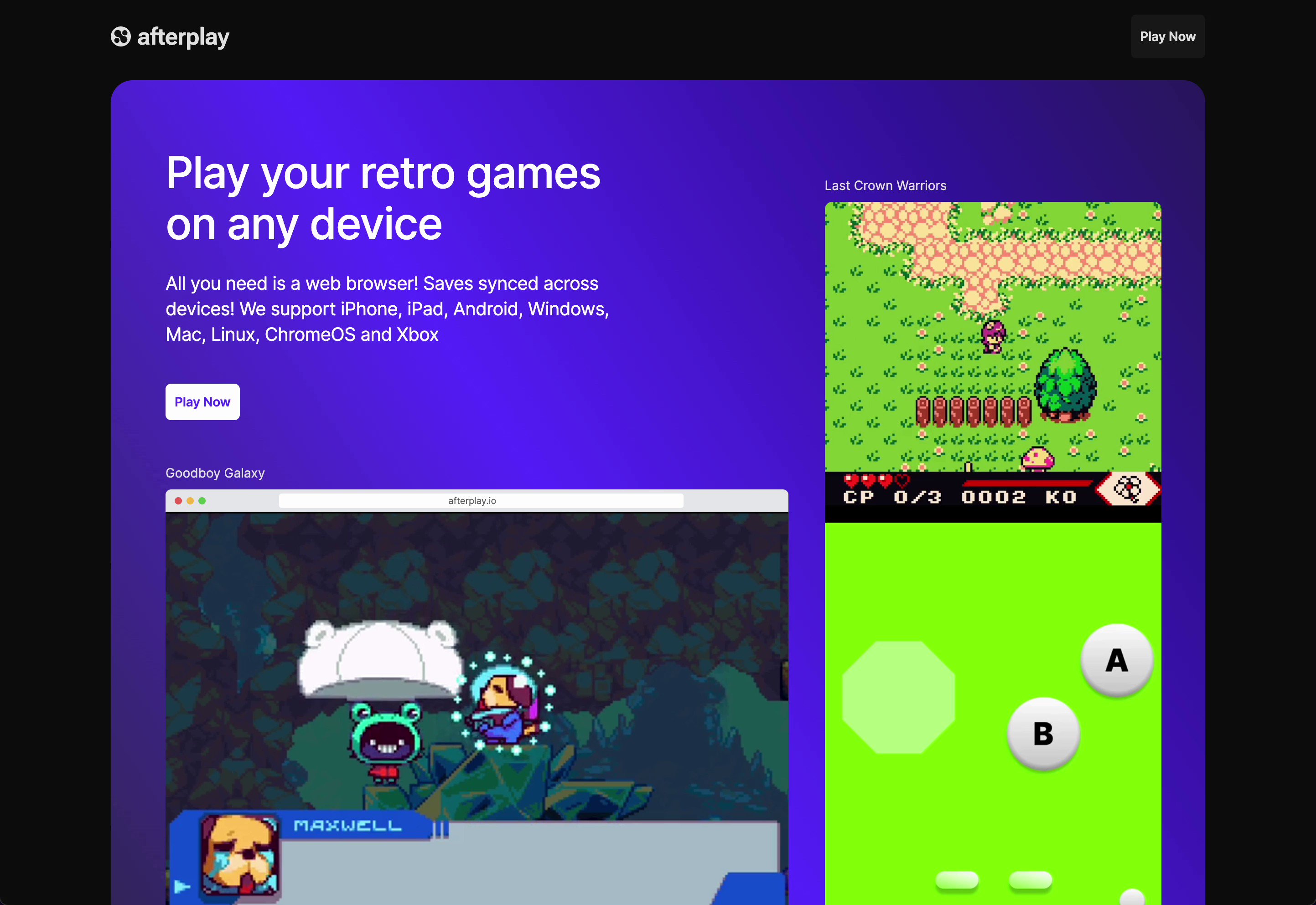 Afterplay is yet another promising web-based game emulator