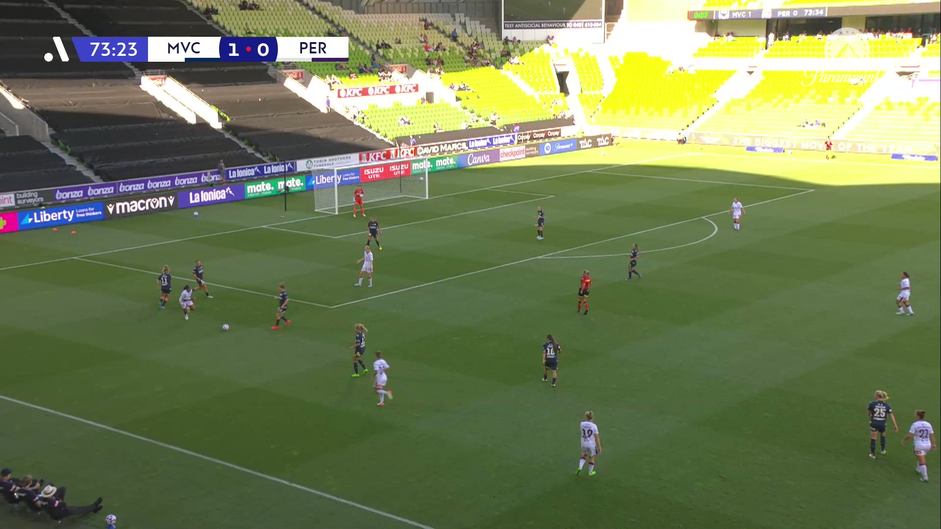 𝐆𝐀𝐌𝐄 𝐎𝐍 𝐀𝐓 𝐀𝐀𝐌𝐈 𝐏𝐀𝐑𝐊 🚨

Alana Jancevski has levelled it up for @PerthGloryFC from close range!!

Catch all the action LIVE on @ParamountPlusAU 📺

Follow live:  
#MVCvPER #WeAreALeagues @LibFinancial”