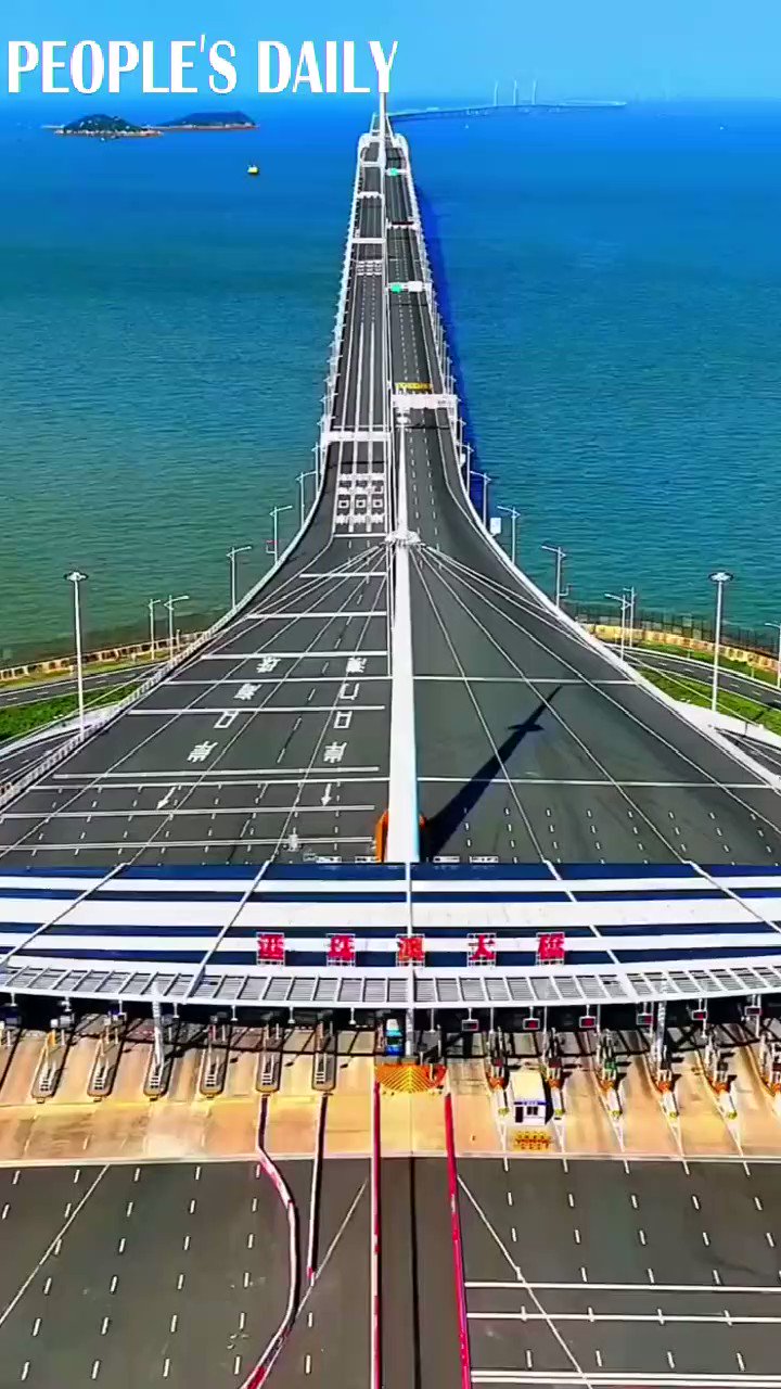 The world's longest bridgeandtunnel sea crossing straddles in south China. With a length of 55