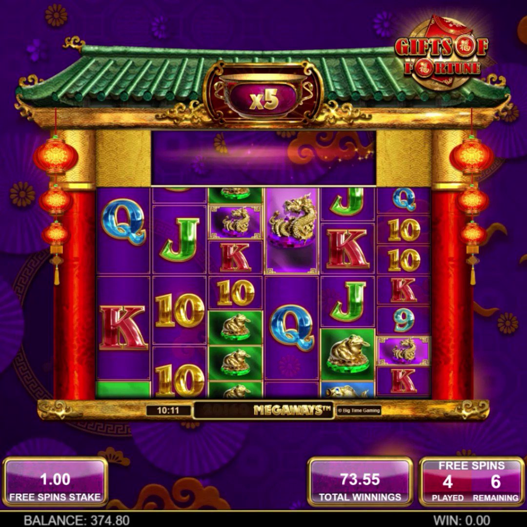 Reveal 3 glimmering gold ingot Scatters to enter the ornate purple realm of the Free Spins. Opulent riches await with the pot multiplier starting at x1 and increasing by 1 for every Wild red packet that occurs. &#129511;