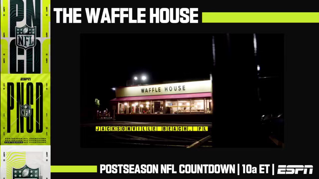 ESPN PR on X: 'Win your first #NFL playoff game ✓ Go to @WaffleHouse ✓  @Trevorlawrencee stopped at the popular waffle chain after the @Jaguars  Wild Card win — much to the
