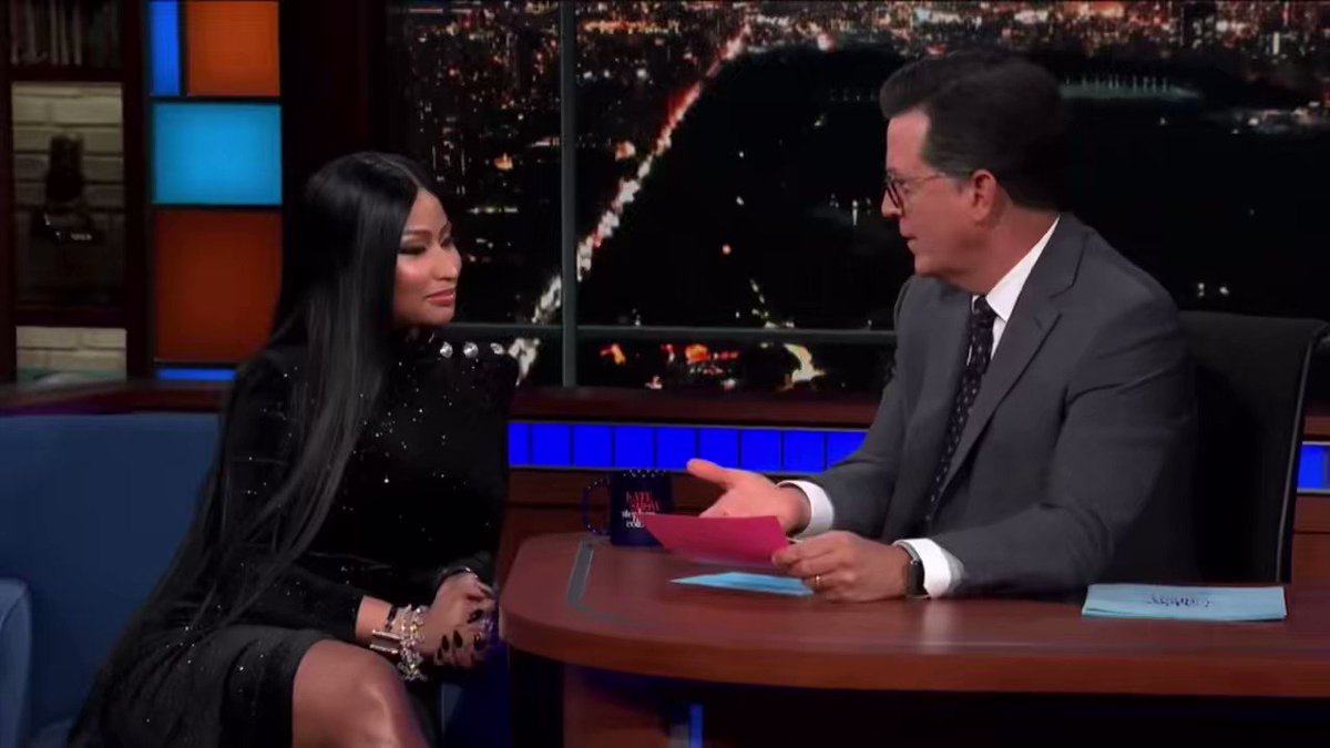 RT @antoniiomaraj: Nicki making Stephen Colbert blush is one of my favorite TV moments https://t.co/1uPxVzJa9Z