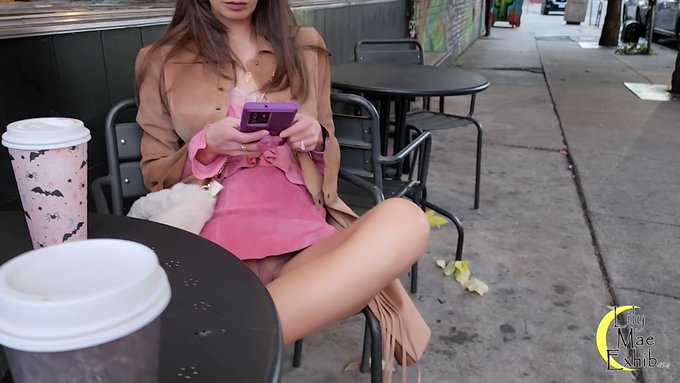 Sometimes I just like to sit there with my coffee and flash my pussy to strangers. #flashing #exhibitionism