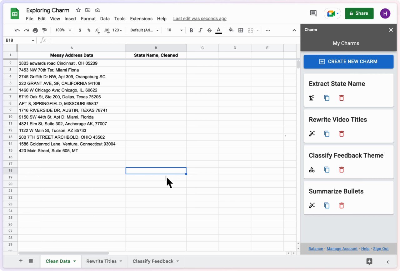 Shubhro Saha on Twitter "Introducing Charm , a Google Sheets addon