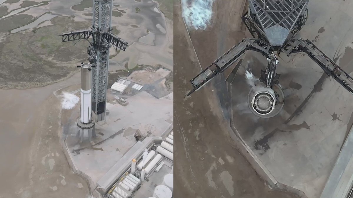 RT @SpaceX: Views from drone of Booster 7's static fire test https://t.co/KN4sk1nohf