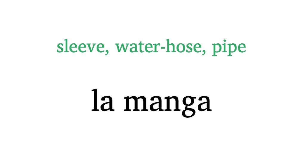Learn Spanish Words on Twitter "la manga — sleeve, waterhose, pipe 