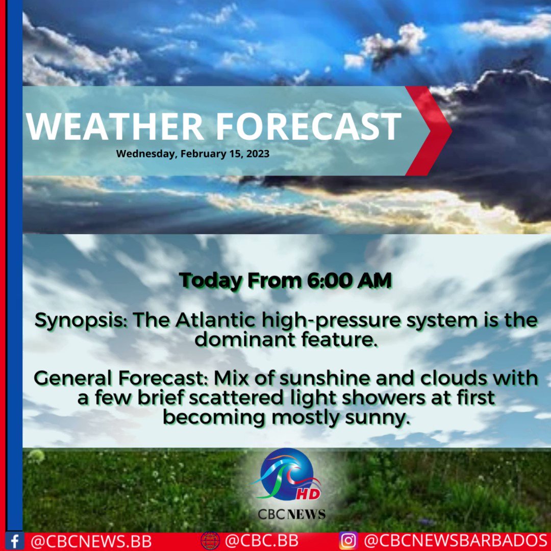 Cbc barbados on twitter here is today s weather forecast according to