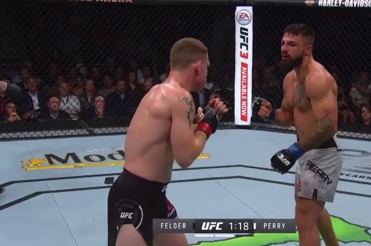 RT @TheArtOfWar6: Mike Perry cuts Paul Felder with a peach of a left hook https://t.co/aSc9i4HYnd