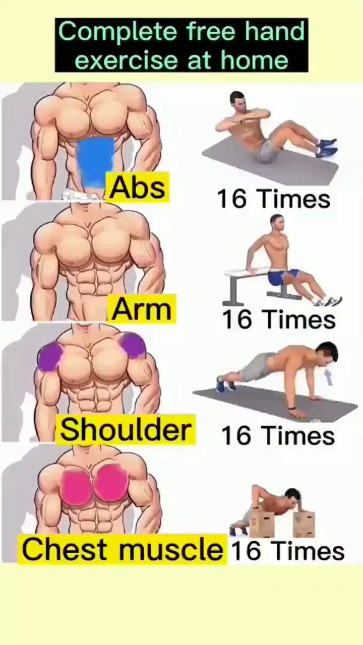 The Secrets of Life on X: At home exercises for abs, arm, shoulder and  chest.  / X