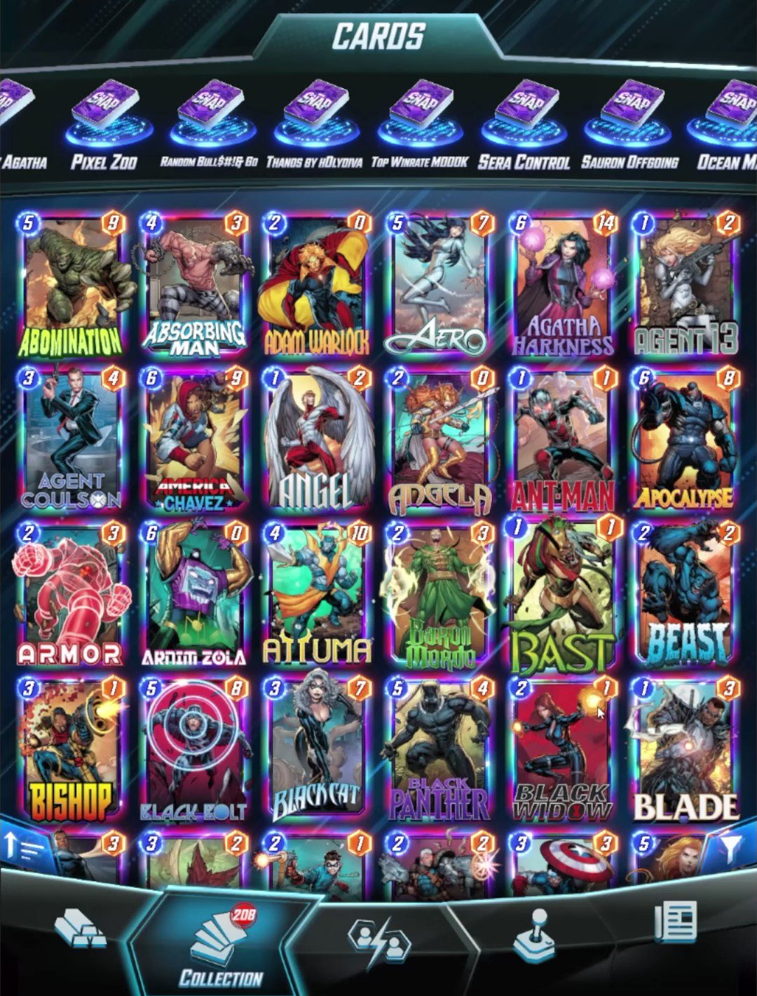 RegisKillbin on X: I finally did it. I have every single base card in Marvel  Snap fully upgraded to Infinity. (at least until a new card comes out  tomorrow) Did lots of