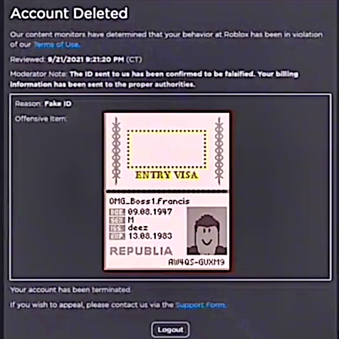 My account got delete for making a game promoting free robux if a user  enters their login information. : r/DeservedBansOnRoblox